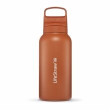 LifeStraw Trinkflasche Go Series Stainless Steel mit Wasserfilter, Verschluss mit Silikonmundstück BPA frei orange - 1 Liter