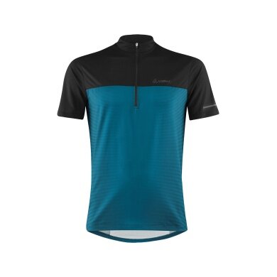 Löffler Fahrrad-Shirt Bike Half-Zip Glow (Zip-Rückentasche, schnelltrocknend) coralblau/schwarz Herren