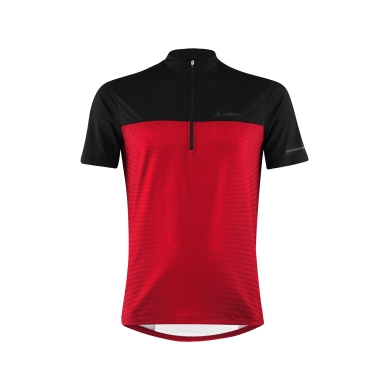 Löffler Fahrrad-Shirt Bike Half-Zip Glow (Zip-Rückentasche, schnelltrocknend) rot/schwarz Herren