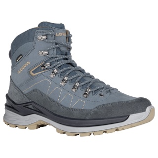 Lowa Wander-Travelschuhe Toro Pro Mid GTX (Velours-Nubukleder, wasserdicht) stahlblau/sand Herren