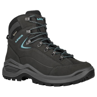 Lowa Wanderschuhe Renegade Evo Mid GTX (All-Terrain, Nubukleder, wasserdicht) 2025 asphaltgrau/türkis Damen