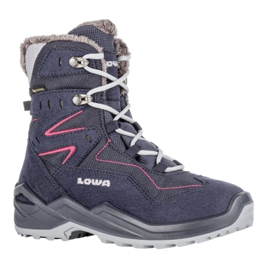 Lowa Winterstiefel Lino GTX High (Veloursleder/Textil, wasserdicht) 2024 navyblau/fuchsia Kinder