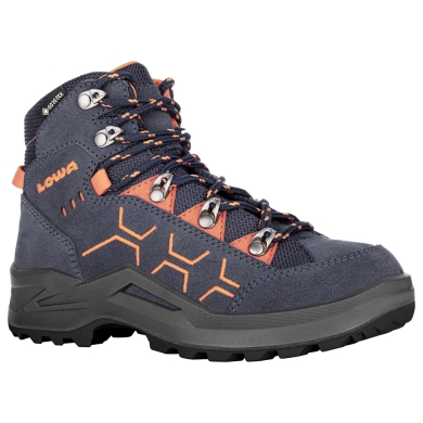 Lowa Wanderschuhe Kody Evo GTX Mid Junior (Veloursleder, wasserdicht) stahlblau/orange Kinder