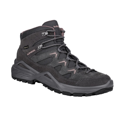 Lowa Wanderschuhe Sirkos Evo Mid GTX (Veloursleder/Textil, wasserdicht) graphitgrau/altrosa Damen