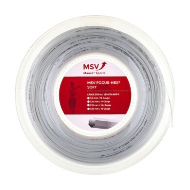 MSV Tennissaite Focus Hex Soft (Haltbarkeit+Touch) weiss 200m Rolle