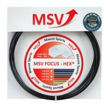 Besaitung mit Tennissaite MSV Focus Hex (Haltbarkeit+Spin) schwarz