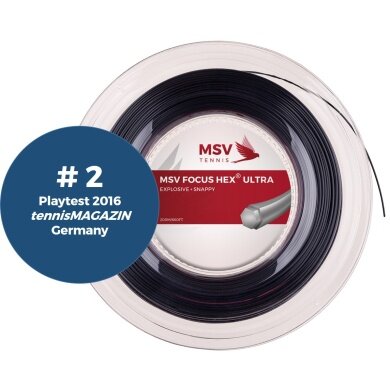 MSV Tennissaite Focus Hex Ultra (Spin+Spannungskonstanz) schwarz 200m Rolle