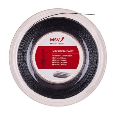 MSV Tennissaite Hepta Twist (Haltbarkeit+Spin) anthrazit 200m Rolle