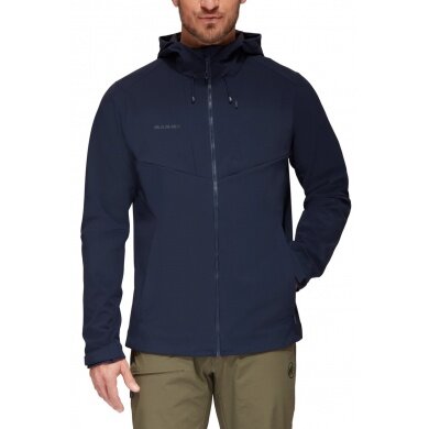 Mammut Softshelljacke Sapuen SO Hooded - 4-Wege-Stretch - marineblau Herren