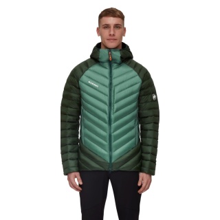 Mammut Winter-Daunenjacke Broad Peak Insulated Hooded (Kapuze, wärmend dank Daunenfüllung) jadegrün/dunkelgrün Herren