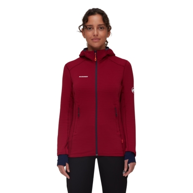 Mammut Fleecejacke Taiss Light ML Hooded (Midlayer, 4-Wege Stretch) weinrot/marineblau Damen