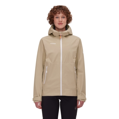 Mammut Wanderjacke Alto Light Hardshell Hooded (leicht, wasserdicht, PFC-frei) beigebraun Damen