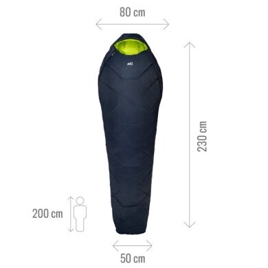 Millet Schlafsack Baikal 1100 Long (3-Jahreszeiten-Schlafsack, Gauche) - Reissverschlussöffnung links - saphirblau