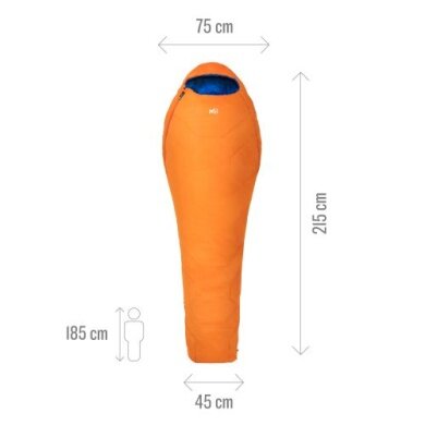 Millet Schlafsack Baikal 750 Reg (2-Jahreszeiten-Schlafsack, Droite) - Reissverschlussöffnung rechts - orange