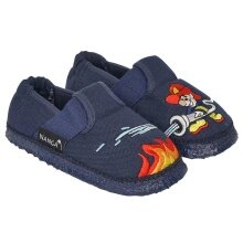 nanga Hausschuhe Slipper Feuerwehr - 100% Baumwolle - dunkelblau Kinder/Jugendliche (Größe 23-25)