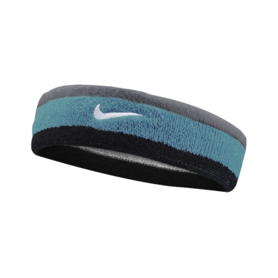 Nike Stirnband Swoosh (70% Baumwolle) grau/blaugrün/schwarz - 1 Stück