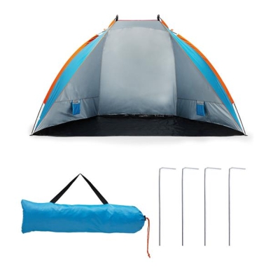 Nils Camp Strandmuschel NC8030 (UV-Schutz, wassderdichter Boden) für die Familie blau/orange - 120x260x120cm