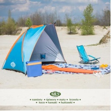 Nils Camp Strandmuschel NC8030 (UV-Schutz, wassderdichter Boden) für die Familie türkisblau - 120x260x120cm