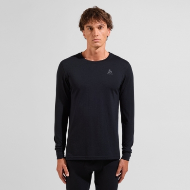 Odlo Langarmshirt Merino Natural (100% Merinowolle, Stoffstärke 200) Unterwäsche 2023 schwarz Herren