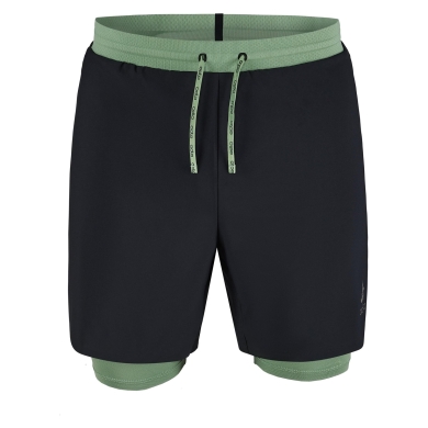 Odlo Trail-Laufhose 2-in-1 Short X-Alp Trail 6 inch (optimale Bewegungsfreiheit, Innenhose) kurz schwarz/loden Herren