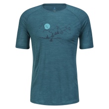 Odlo Wander-/Freizeit Tshirt Crew Neck Ascent Performance Wool 130 mit Landschaftsprint blau Herren