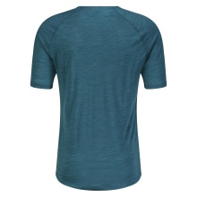 Odlo Wander-/Freizeit Tshirt Crew Neck Ascent Performance Wool 130 mit Landschaftsprint blau Herren