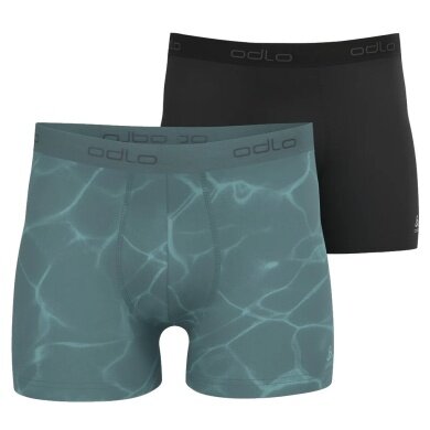 Odlo Boxershorts Active F-Dry Graphic Unterwäsche schwarz/blau Herren - 2er Pack