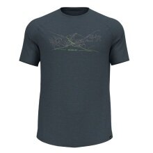 Odlo Wander-/Freizeit Tshirt Ascent Performance Wool 130 Run Bike Hike mit Landschaftsprint darkgrau Herren