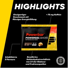 PowerBar PowerGel Shots (Kohlenhydratgummis mit C2MAX Dual Source Carb Mix, Koffeinhaltig) Cola 24x60g Box