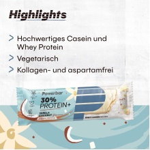 PowerBar Eiweissriegel Protein Plus 30% (Reich an Proteinen) Vanille/Kokos 15x55g Box