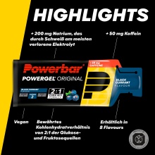 PowerBar PowerGel Original (Kohlenhydrat-Gel, Koffeinhaltig) Schwarze Johannisbeere 24x41g Box