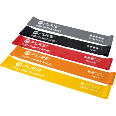 Pure2Improve Widerstandsband Set (schwarz,grau,rot,orange,gelb) - 5 Stück