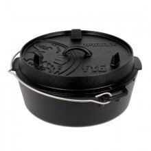 Petromax Feuertopf ft6-t (Dutch Oven) aus Gusseisen, ohne Standfüße - Inhalt Topf (max.): 5,5 Liter - schwarz - 9,4kg