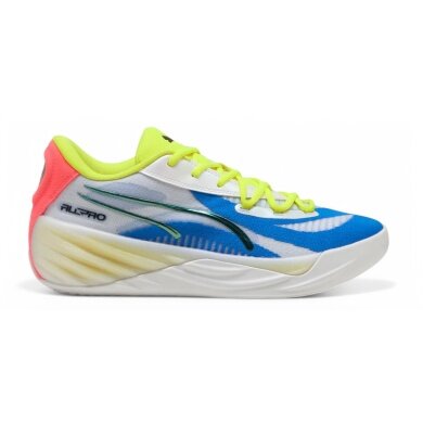 Puma Hallen-Indoorschuhe All-Pro Nitro (Basketball) 2025 weiss/blau/gelb Herren