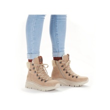 Rieker Winterstiefel 48034-20 (Schnürstiefel mit Innenfutter und seitlichen Reissverschluss) sandbeige Damen