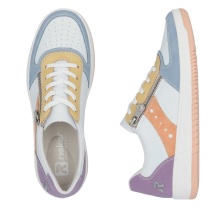 Rieker Sneaker Low M5520-91 (Kunstleder, mit seitlichen Reissverschluss) weiss/bunt Damen