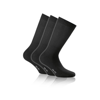 Rohner Tennissocken Crew Basic (superweich) schwarz - 3 Paar