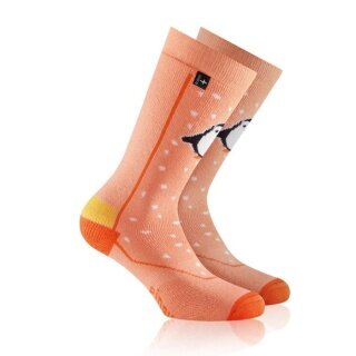 Rohner Winter-Skisocke Pinguin (Wollmischgewebe, hoher Tragekomfort) orange Kinder - 1 Paar