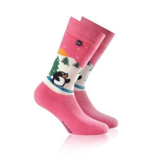 Rohner Winter-Skisocke Pinguin (Wollmischgewebe, hoher Tragekomfort) pink Kinder