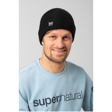 super natural Wintermütze Merino Basic Beanie (Merinowolle, idealer Wärmeschutz) schwarz - 1 Stück