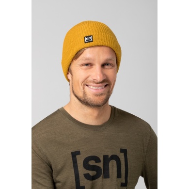 super natural Wintermütze Merino Basic Beanie (Merinowolle, idealer Wärmeschutz) senfgelb - 1 Stück