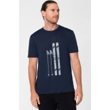 super natural Wander-/Freizeit Tshirt Graphic Skiing Gear - Merinowollmix - irisblau meliert Herren