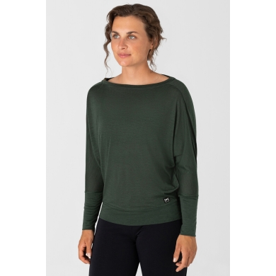 super natural Yoga-Langarmshirt Kula Top (Merinowolle) dunkelgrün Damen