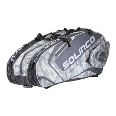 Solinco Racketbag Tour Team Camo (Schlägertasche, 3 Hauptfächer, Thermofach, Schuhfach) weiss 15er