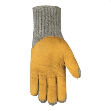 Salewa Woll-Handschuhe (Vollleder-Innenhand) Walk Wool - atmungsaktiv, warm, 100% wolle - grau/gelb Herren/Damen