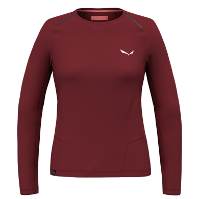 Salewa Langarmshirt Pedroc Dry (atmungsaktiv, schnelltrocknend, leicht) Unterwäsche weinrot Damen