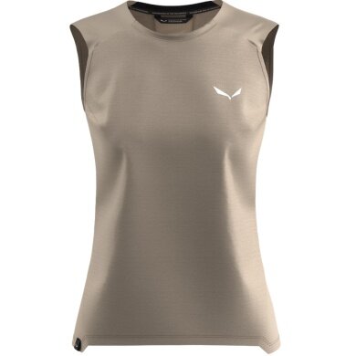 Salewa Tank-Top Puez Merino Hybrid (Merinowolle, ideale Thermoregulation) sandbraun Damen