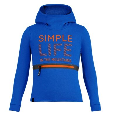 Salewa Kapuzenpullover Simple Dry Hoodie (Baumwolle-Mischung, warm, schnelltrocknend) elektrikblau Kinder