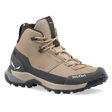 Salewa Wanderschuhe Puez Leather Mid Powertex (Trekking, Nubukleder, wasserdicht) sandbraun/onyx Damen