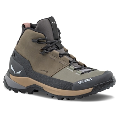 Salewa Wanderschuhe Puez Leather Mid Powertex (Trekking, Nubukleder, wasserdicht) bunge cord braun/onyx Damen